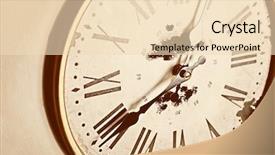  Presentation with vintage clock - Audience pleasing PPT theme consisting of simple mechanical - round vintage wall clock close backdrop and a lemonade colored foreground