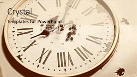  Presentation with vintage clock - PPT theme enhanced with simple mechanical - round vintage wall clock close background and a lemonade colored foreground