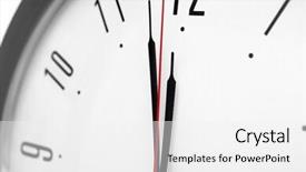  Presentation with clock - PPT theme featuring simple mechanical - round wall clock close up background and a white colored foreground