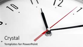  Presentation with clock - Theme consisting of simple mechanical - round wall clock close up background and a white colored foreground