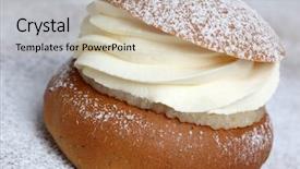  Presentation with close up puff pastry - Beautiful presentation design featuring simple nice - swedish semla close up backdrop and a soft green colored foreground