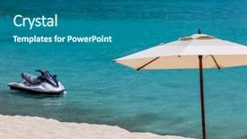  Presentation with blue sky - Slides enhanced with simple nice - umbrella with blue sky background and a ocean colored foreground