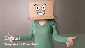  Presentation with cardboard - Presentation consisting of simple nice - young girl standing and gesturing background and a  colored foreground