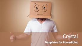  Presentation with cardboard - Colorful slide set enhanced with simple nice - young man standing and gesturing backdrop and a coral colored foreground