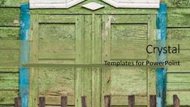  Presentation with wood simple - Slide set featuring simple old window with shutters background and a mint green colored foreground