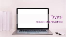  Presentation with simple - Theme enhanced with simple pattern - laptop computer on white table background and a sky blue colored foreground