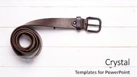  Presentation with brown leather - Slide set enhanced with simple pattern - twisted brown male leather belt background and a pink colored foreground