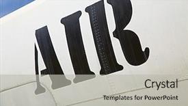  Presentation with air blue aircraft - Amazing theme having simple plane - air label written backdrop and a light gray colored foreground