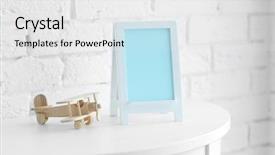  Presentation with baby toy - Colorful presentation design enhanced with simple plane - baby toy and frame backdrop and a white colored foreground