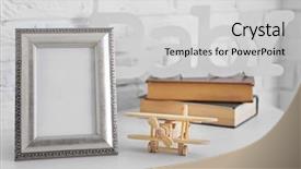  Presentation with toy - Colorful PPT theme enhanced with simple plane - toy with frame on white backdrop and a light gray colored foreground