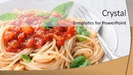  Presentation with pasta sauce - Cool new PPT theme with simple ready to eat meal backdrop and a  colored foreground