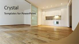  Presentation with wood floor wiht lighting - Theme having simple slide - interior empty house with wooden background and a mint green colored foreground