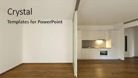  Presentation with wooden floor and gold frame - Audience pleasing slides consisting of simple slide - interior empty house with wooden backdrop and a  colored foreground