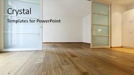  Presentation with interior - Presentation design consisting of simple slide - interior empty house with wooden background and a light gray colored foreground