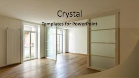  Presentation with wooden floor and gold frame - Audience pleasing PPT theme consisting of simple slide - interior empty house with wooden backdrop and a coral colored foreground