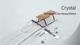  Presentation with old fashioned black and white - PPT theme consisting of simple slide - old sledge isolated on white background and a sky blue colored foreground