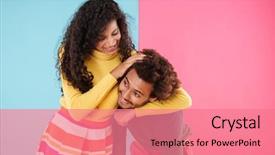  Presentation with african american black couple - Slide deck featuring simple tem - happy funny african couple standing background and a  colored foreground