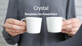  Presentation with blank - Presentation theme having simple tempaltes - blank white cups in hands background and a gray colored foreground