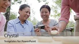  Presentation with chinese - Cool new presentation design with simple themes - group of mature people playing backdrop and a soft green colored foreground