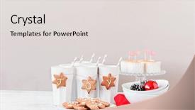  Presentation with red stars - PPT theme featuring simple themes - red and white christmas table background and a light gray colored foreground