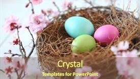  Presentation with holiday - Beautiful presentation design featuring simple themes - spring easter holiday themed still backdrop and a  colored foreground