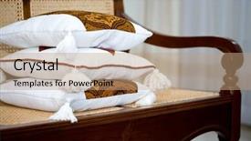  Presentation with three - Colorful presentation design enhanced with simple themes - three beautiful cushion on wooden backdrop and a coral colored foreground