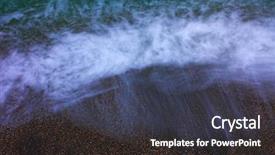  Presentation with sardines school in blue sea - Presentation theme with simple wave green - blue sea and sand long background and a  colored foreground