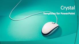  Presentation with computer keyboard and mouse - Amazing slide set having simple wave green - computer mouse on emerald background backdrop and a  colored foreground