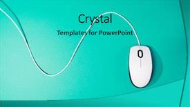  Presentation with computer keyboard and mouse - PPT theme having simple wave green - computer mouse on emerald background background and a  colored foreground