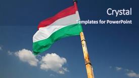  Presentation with national flag of chicago - Theme having simple wave green - hungarian national flag against blue background and a  colored foreground