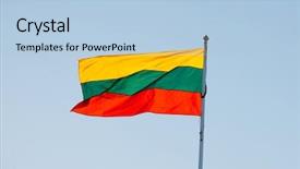  Presentation with blue wave - Presentation having simple wave green - lithuanian flag against blue sky background and a light blue colored foreground