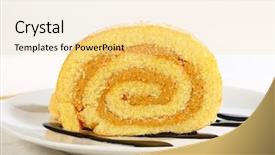  Presentation with simple green - PPT theme with simple wave green - slice of roulade with cream background and a  colored foreground