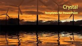  Presentation with wind turbines - Audience pleasing slide set consisting of simple wave green - wind turbines in the sunset backdrop and a tawny brown colored foreground