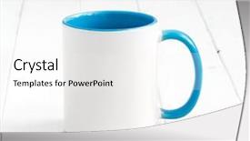  Presentation with simple - Cool new slide set with simple white cup with blue backdrop and a white colored foreground