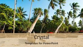  Presentation with simple door lock system - Slides with simple wooden boats of local background and a coral colored foreground