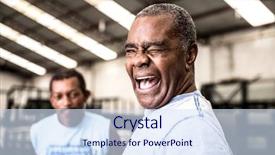  Presentation with industry - Amazing PPT theme having simplicity - brazilian people at industry backdrop and a sky blue colored foreground