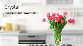  Presentation with tulips - Cool new slide set with simplicity - fresh bouquet of tulips backdrop and a sky blue colored foreground