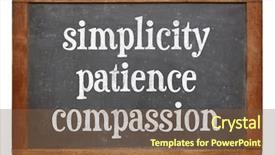  Presentation with patience - Presentation featuring simplicity patience and compassion - three background and a tawny brown colored foreground