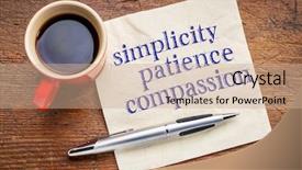  Presentation with patience - Presentation design having simplicity patience compassion - three words background and a coral colored foreground