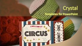  Presentation with myself - PPT theme featuring simulated circus admission ticket made background and a tawny brown colored foreground