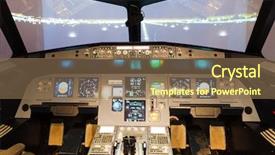  Presentation with flight simulation - Beautiful PPT theme featuring simulation - inside of homemade flight simulator backdrop and a violet colored foreground