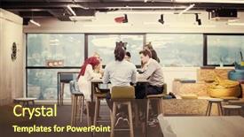  Presentation with virtual team - PPT theme having simulation - multiethnic business team using virtual background and a tawny brown colored foreground