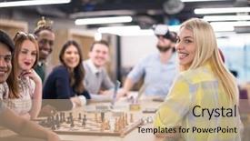  Presentation with virtual team meeting - Theme enhanced with simulation - multiethnic business team using virtual background and a  colored foreground