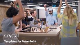  Presentation with virtual team meeting - Amazing theme having simulation - multiethnic business team using virtual backdrop and a violet colored foreground