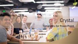  Presentation with virtual team meeting - Theme enhanced with simulation - multiethnic business team using virtual background and a soft green colored foreground