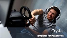  Presentation with car racing - Audience pleasing PPT layouts consisting of simulation - technology gaming entertainment and people backdrop and a ocean colored foreground