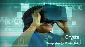  Presentation with elementary school technology - Beautiful theme featuring simulation learning - blue technology design with binary backdrop and a ocean colored foreground