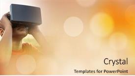  Presentation with artificial intelligence virtual reality - Presentation theme consisting of simulation learning - boy at tree in virtual background and a  colored foreground