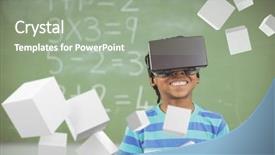  Presentation with virtual learning - PPT layouts featuring simulation learning - digitally generated grey cubes floating background and a gray colored foreground