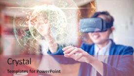  Presentation with green technology - Slide deck having simulation learning - global technology background in green background and a coral colored foreground